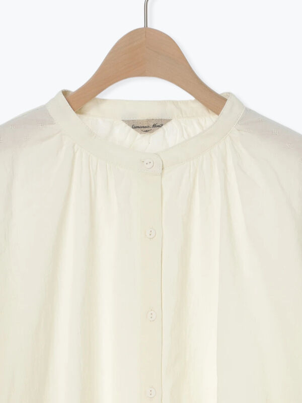 セール】 袖フリルスタンドネックブラウス（オフホワイト/ブラック