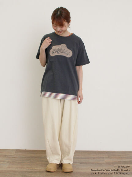 【Disney】くまのプーさん/アップリケTシャツ（オフホワイト/ブラック/ベージュ/イエロー）｜Samansa Mos2（サマンサ モスモス）通販