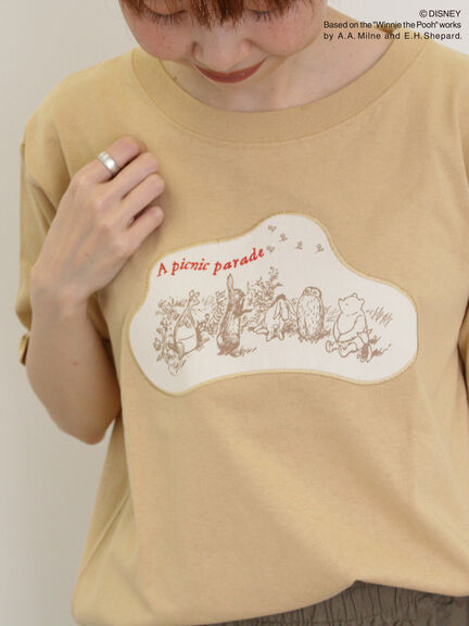 【Disney】くまのプーさん/アップリケTシャツ（オフホワイト/ブラック/ベージュ/イエロー）｜Samansa Mos2（サマンサ モスモス）通販