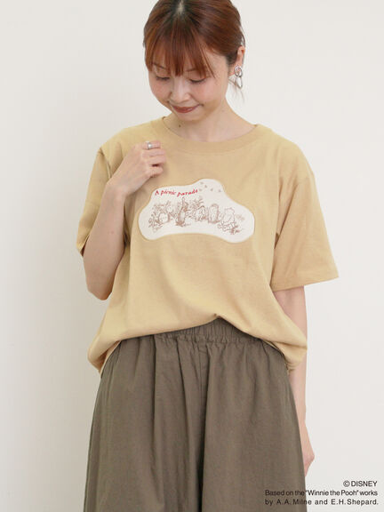 【Disney】くまのプーさん/アップリケTシャツ（オフホワイト/ブラック/ベージュ/イエロー）｜Samansa Mos2（サマンサ モスモス）通販
