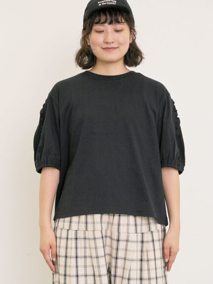 袖タテフリルTシャツ（オフホワイト/ブラック/モカ）｜Samansa Mos2（サマンサ モスモス）通販