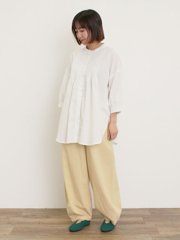 セール】 【M/Lサイズ】裾タックギャザーパンツ（チャコールグレー