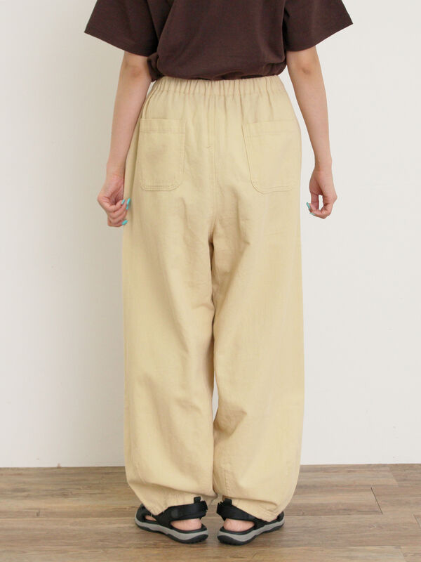 セール】 【M/Lサイズ】裾タックギャザーパンツ（チャコールグレー