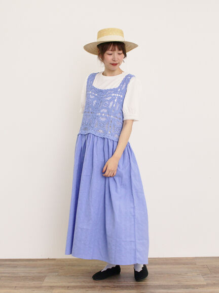 【汗染み防止】袖口レースパフスリーブTシャツ（オフホワイト/チャコールグレー/ブルー/キナリ）｜Samansa Mos2（サマンサ モスモス）通販