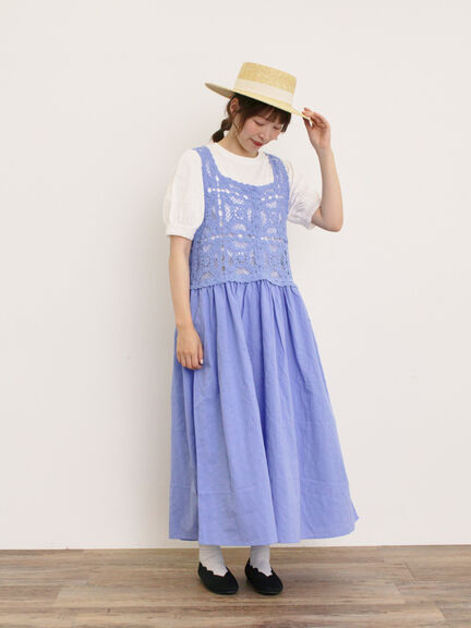 【汗染み防止】袖口レースパフスリーブTシャツ（オフホワイト/チャコールグレー/ブルー/キナリ）｜Samansa Mos2（サマンサ モスモス）通販
