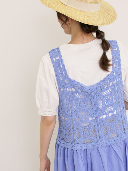 【汗染み防止】袖口レースパフスリーブTシャツ（オフホワイト/チャコールグレー/ブルー/キナリ）｜Samansa Mos2（サマンサ モスモス）通販