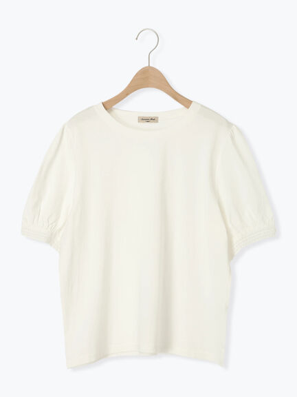 【汗染み防止】袖口レースパフスリーブTシャツ（オフホワイト/チャコールグレー/ブルー/キナリ）｜Samansa Mos2（サマンサ モスモス）通販