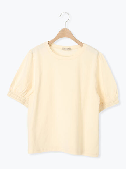 【汗染み防止】袖口レースパフスリーブTシャツ（オフホワイト/チャコールグレー/ブルー/キナリ）｜Samansa Mos2（サマンサ モスモス）通販