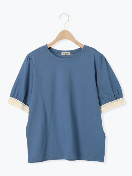 【汗染み防止】袖口レースパフスリーブTシャツ（オフホワイト/チャコールグレー/ブルー/キナリ）｜Samansa Mos2（サマンサ モスモス）通販