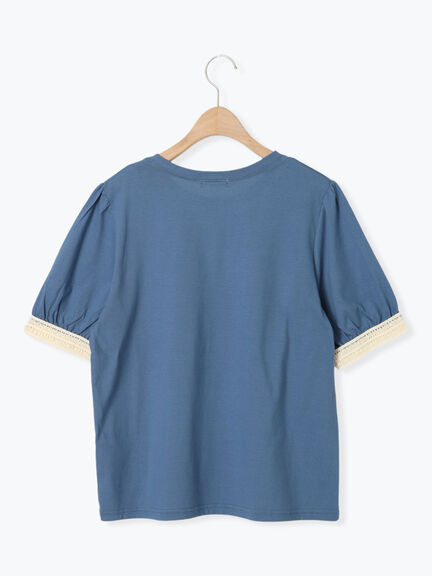 【汗染み防止】袖口レースパフスリーブTシャツ（オフホワイト/チャコールグレー/ブルー/キナリ）｜Samansa Mos2（サマンサ モスモス）通販