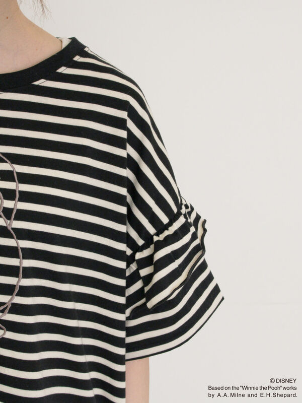 セール】 【Disney】くまのプーさん/肩フリルボーダーカットソー