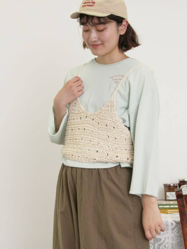 セール】 インレイ裏毛カットオフロゴ刺繍カットソー（グレー