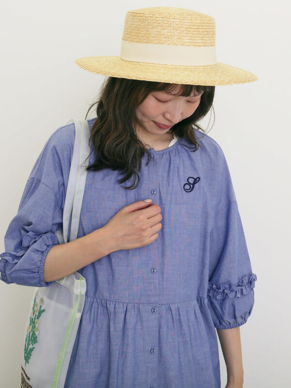 S/Mサイズ】イニシャル刺繍7分袖ティアードワンピース