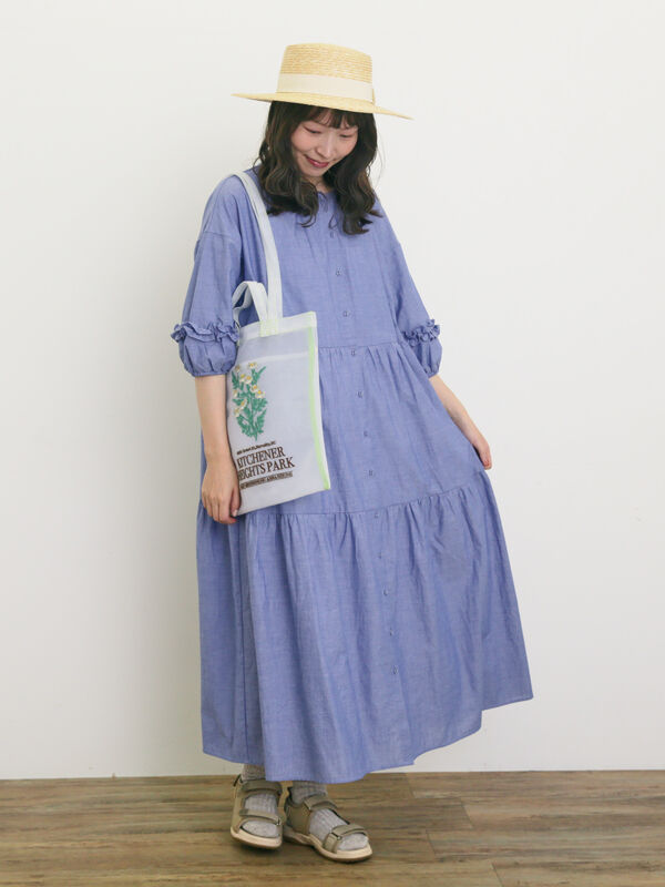 セール】 【S/Mサイズ】イニシャル刺繍7分袖ティアード