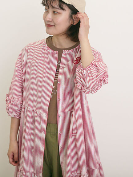 【S/Mサイズ】イニシャル刺繍7分袖ティアードワンピース（チャコールグレー/ブラック/レッド/ネイビー）｜Samansa Mos2（サマンサ モスモス）通販