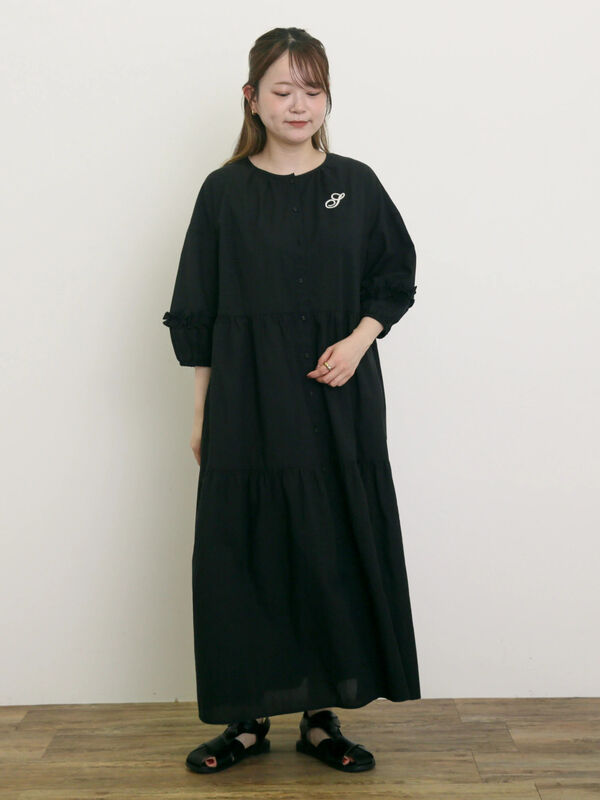 セール】 【S/Mサイズ】イニシャル刺繍7分袖ティアード