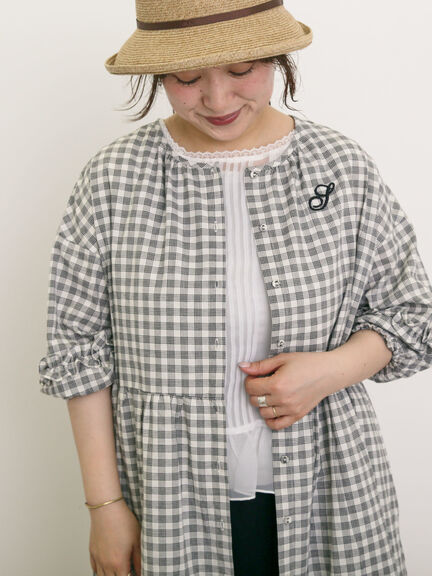 【S/Mサイズ】イニシャル刺繍7分袖ティアードワンピース（チャコールグレー/ブラック/レッド/ネイビー）｜Samansa Mos2（サマンサ モスモス）通販
