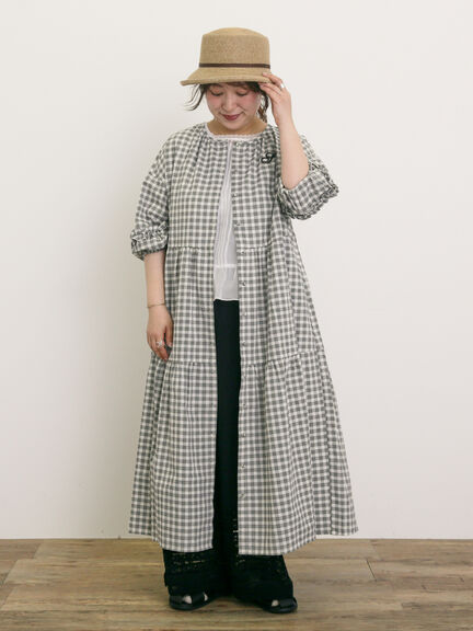 【S/Mサイズ】イニシャル刺繍7分袖ティアードワンピース（チャコールグレー/ブラック/レッド/ネイビー）｜Samansa Mos2（サマンサ モスモス）通販