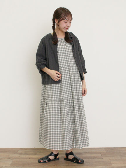 【S/Mサイズ】イニシャル刺繍7分袖ティアードワンピース（チャコールグレー/ブラック/レッド/ネイビー）｜Samansa Mos2（サマンサ モスモス）通販