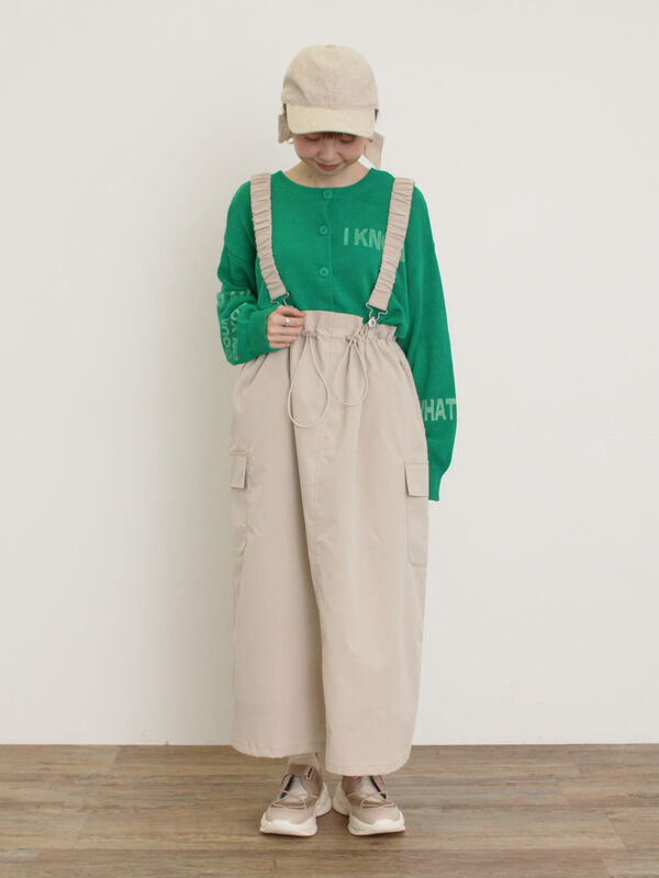 セール】 ランダムロゴプリント前後2WAYニット（オフホワイト/グレー