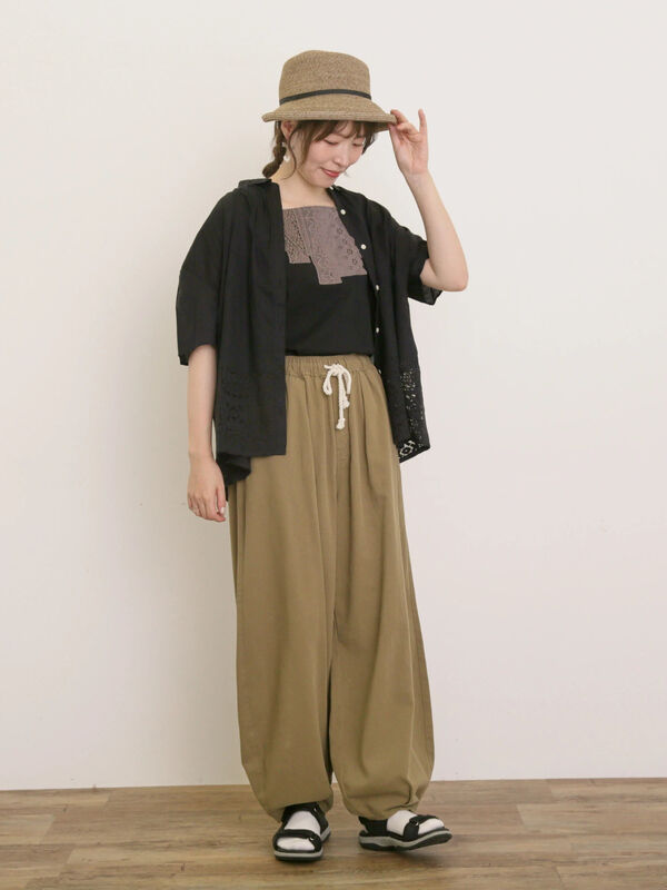 セール】 【接触冷感】パッチワークレーススクエアネックノースリーブ