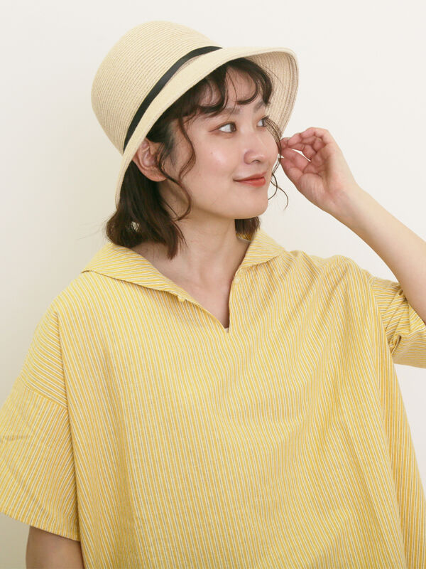 【クールコットン】柄アソートスキッパーチュニック（イエロー）｜Samansa Mos2（サマンサ モスモス）通販