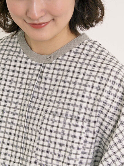 【クールコットン】柄アソートクレリック袖タックブラウス（オフホワイト/サックスブルー/ネイビー/キナリ）｜Samansa Mos2（サマンサ モスモス）通販