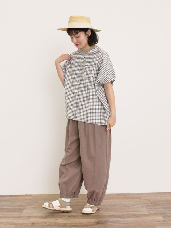 セール】 【クールコットン】柄アソートクレリック袖タックブラウス