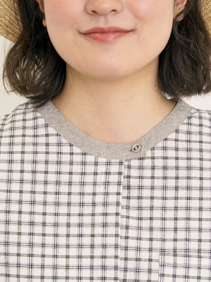 【クールコットン】柄アソートクレリック袖タックブラウス（オフホワイト/サックスブルー/ネイビー/キナリ）｜Samansa Mos2（サマンサ モスモス）通販