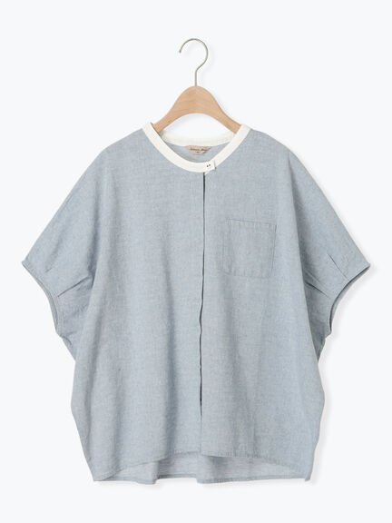 【クールコットン】柄アソートクレリック袖タックブラウス（オフホワイト/サックスブルー/ネイビー/キナリ）｜Samansa Mos2（サマンサ モスモス）通販