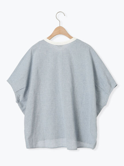 【クールコットン】柄アソートクレリック袖タックブラウス（オフホワイト/サックスブルー/ネイビー/キナリ）｜Samansa Mos2（サマンサ モスモス）通販