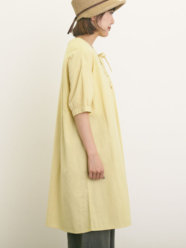 セール】 【クールコットン】編み上げ前後2WAYチュニック（オフ