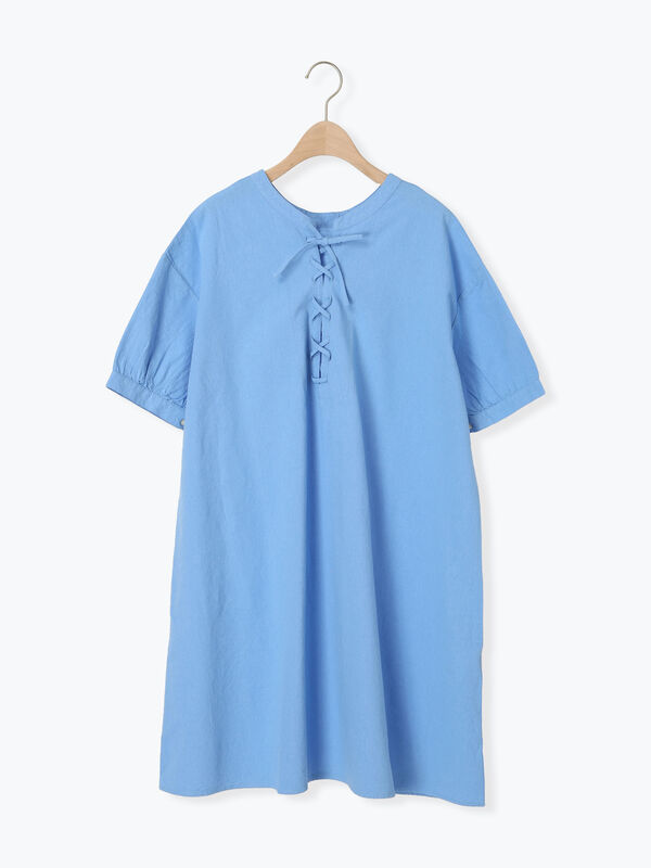 セール】 【クールコットン】編み上げ前後2WAYチュニック（オフ