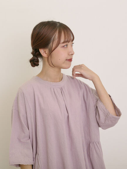 【S/Mサイズ】襟ぐり小レース2WAYワンピース（チャコールグレー/ベージュ/ラベンダー）｜Samansa Mos2（サマンサ モスモス）通販
