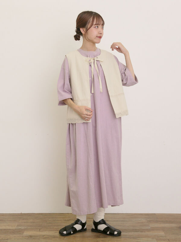 セール】 【S/Mサイズ】襟ぐり小レース2WAYワンピース