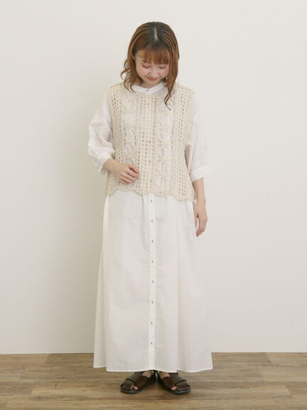 【接触冷感】シャツワンピース ≪S/Mサイズ≫（オフホワイト/ブラック/グリーン/ブルー/ネイビー/キナリ）｜Samansa Mos2（サマンサ モスモス）通販