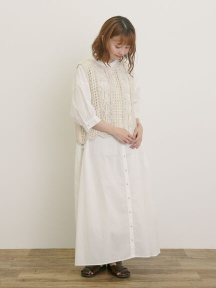 【接触冷感】シャツワンピース ≪S/Mサイズ≫（オフホワイト/ブラック/グリーン/ブルー/ネイビー/キナリ）｜Samansa Mos2（サマンサ モスモス）通販