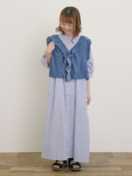 【接触冷感】シャツワンピース ≪S/Mサイズ≫（オフホワイト/ブラック/グリーン/ブルー/ネイビー/キナリ）｜Samansa Mos2（サマンサ モスモス）通販