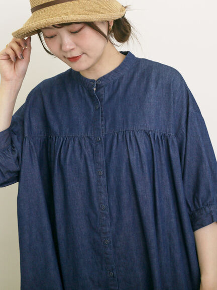 【接触冷感】シャツワンピース ≪S/Mサイズ≫（オフホワイト/ブラック/グリーン/ブルー/ネイビー/キナリ）｜Samansa Mos2（サマンサ モスモス）通販