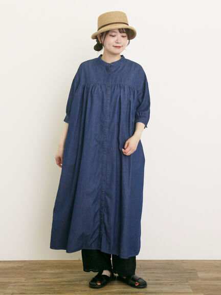【接触冷感】シャツワンピース ≪S/Mサイズ≫（オフホワイト/ブラック/グリーン/ブルー/ネイビー/キナリ）｜Samansa Mos2（サマンサ モスモス）通販