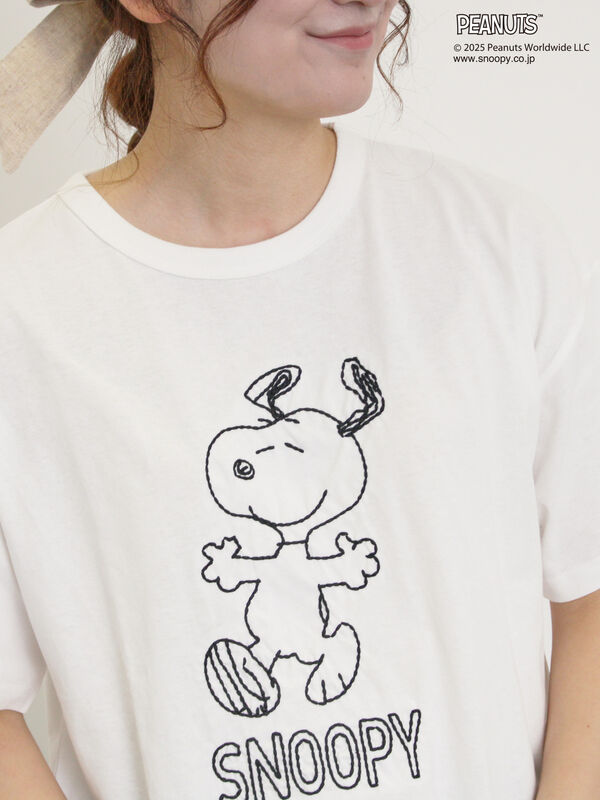 セール】 【PEANUTS×Samansa Mos2】ぽこぽこ刺繍Tee（オフホワイト
