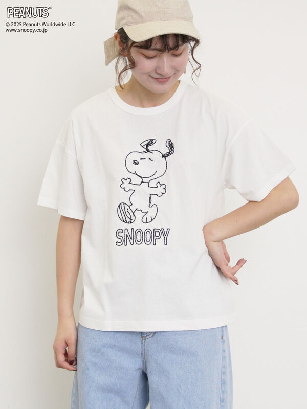 TOPPERボタフォゴ　スポンサー入り新品未使用 セール】 【PEANUTS×Samansa Mos2】ぽこぽこ刺繍Tee（オフホワイト