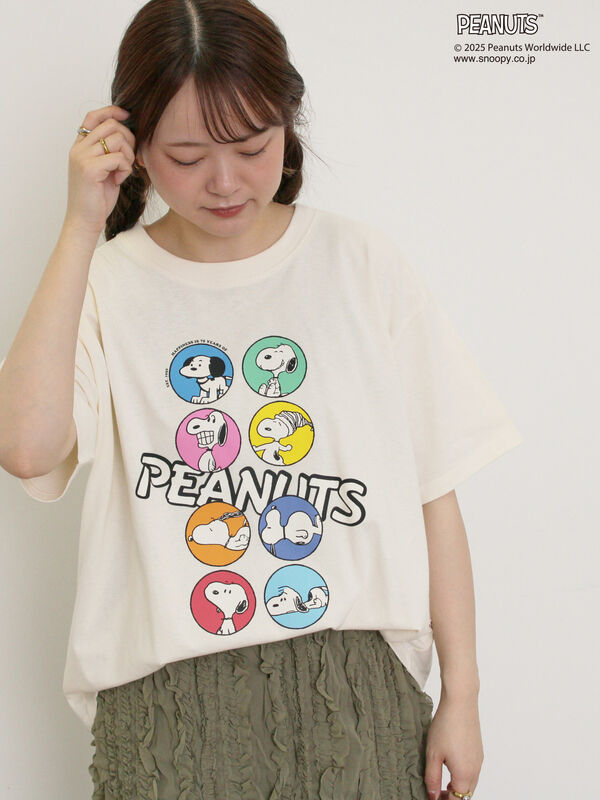 【PEANUTS×Samansa Mos2】75thアートTee（オフホワイト/チャコールグレー/キナリ）｜Samansa Mos2（サマンサ モスモス）通販