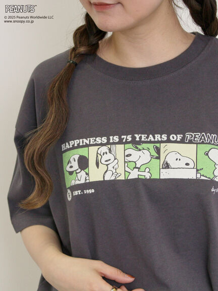 【PEANUTS×Samansa Mos2】75thアートTee（オフホワイト/チャコールグレー/キナリ）｜Samansa Mos2（サマンサ モスモス）通販