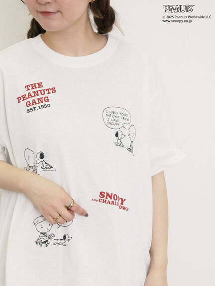 【PEANUTS×Samansa Mos2】75thアートTee（オフホワイト/チャコールグレー/キナリ）｜Samansa Mos2（サマンサ モスモス）通販