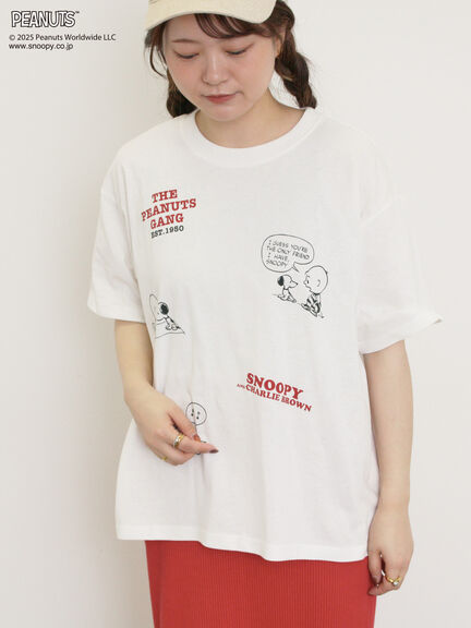 【PEANUTS×Samansa Mos2】75thアートTee（オフホワイト/チャコールグレー/キナリ）｜Samansa Mos2（サマンサ モスモス）通販