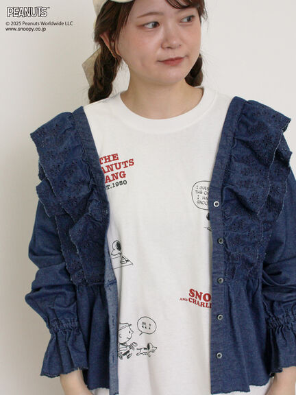 【PEANUTS×Samansa Mos2】75thアートTee（オフホワイト/チャコールグレー/キナリ）｜Samansa Mos2（サマンサ モスモス）通販