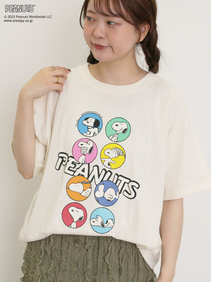 【PEANUTS×Samansa Mos2】75thアートTee（オフホワイト/チャコールグレー/キナリ）｜Samansa Mos2（サマンサ モスモス）通販