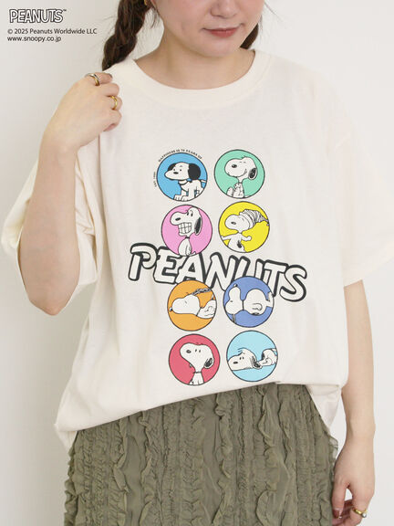 【PEANUTS×Samansa Mos2】75thアートTee（オフホワイト/チャコールグレー/キナリ）｜Samansa Mos2（サマンサ モスモス）通販