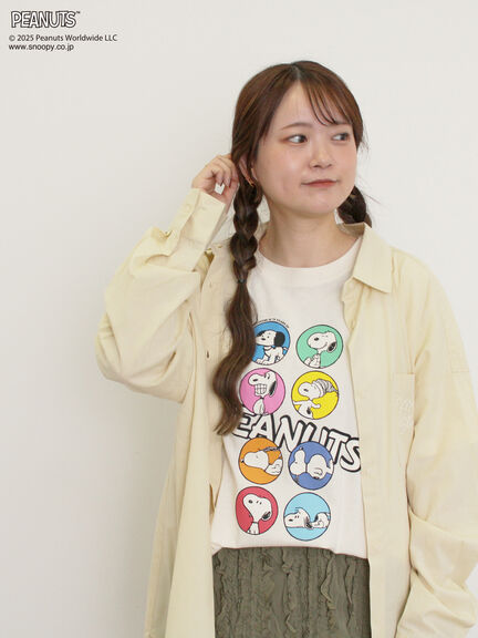 【PEANUTS×Samansa Mos2】75thアートTee（オフホワイト/チャコールグレー/キナリ）｜Samansa Mos2（サマンサ モスモス）通販
